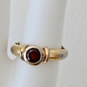 ring 4-4.5 sterling silver GP red garnet